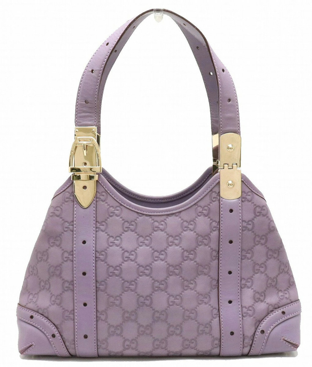 Gucci Guccissima Horsebit Handbag Hobo Leather Lavender